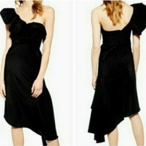 Topshop Black Asymmetrical One-Shoulder Dress
